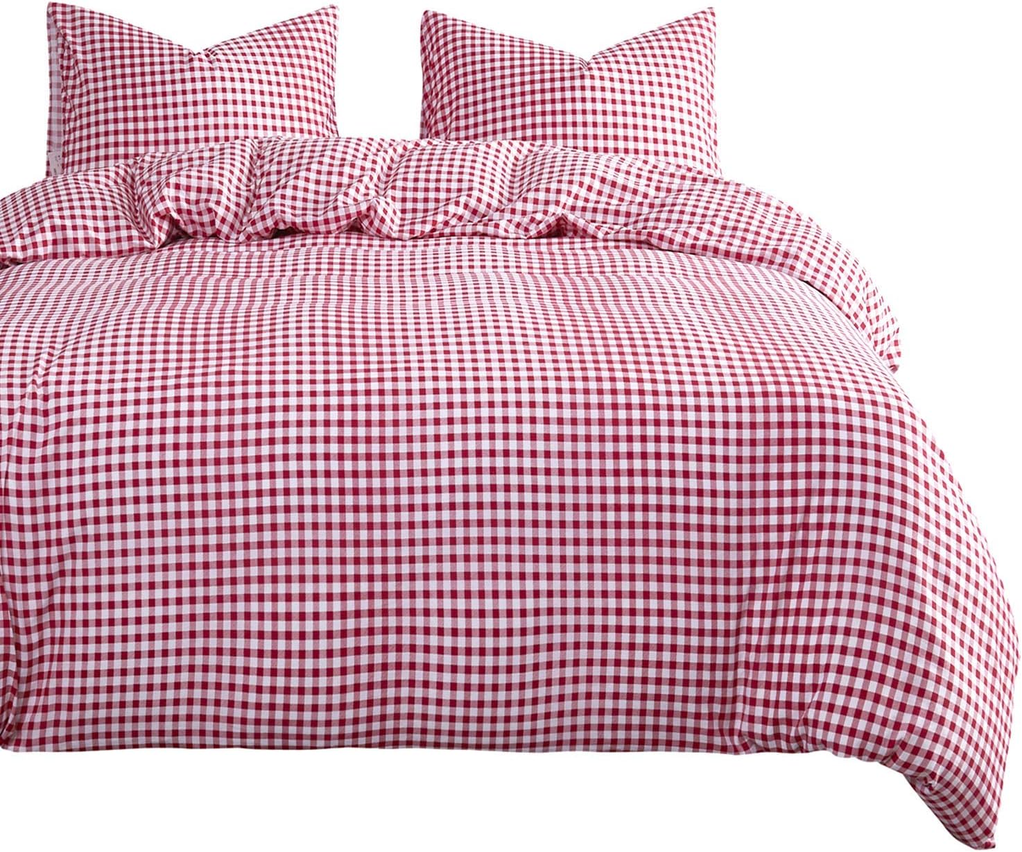 Wake In Cloud Red Plaid Duvet Cover Set, Buffalo Check
