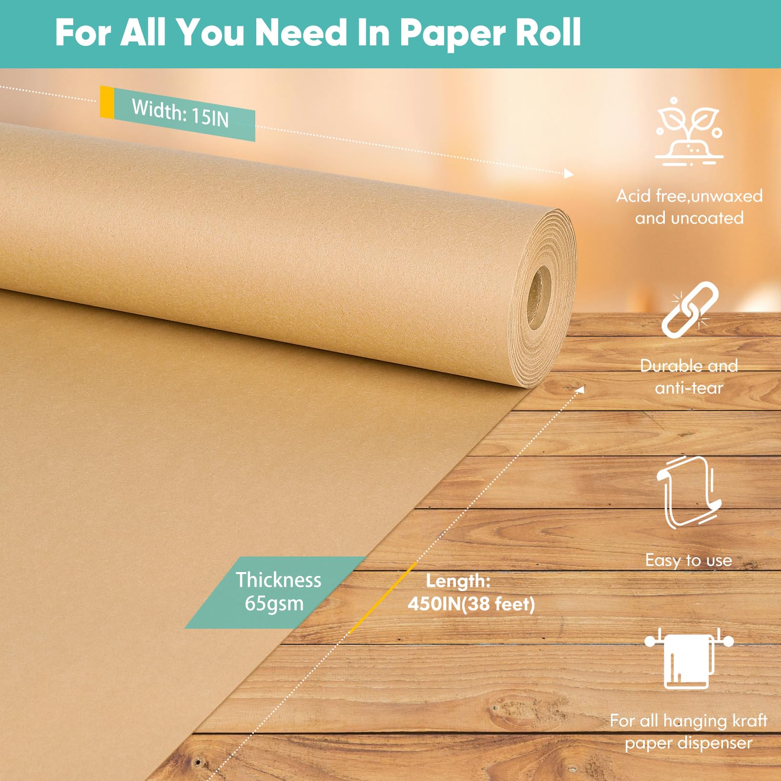 Vanhench Brown Packing Paper Roll 15