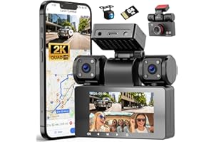 4 Channel Dash Cam for Cars,360 Degree View 2K Dash Cam Car Camera Front and Rear Inside Left Right,3” Dashcams with GPS Wi-F