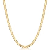 Barzel 18K Gold Plated Mariner Chain Necklace for Women, Flat Marina - Made in Brazil