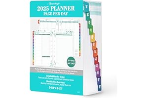 VONDAFE 2025 Planner Refills – JAN - DEC 2025 Planner Refills Two Pages Per Day Daily Planner 2025, 5.5" x 8.4" Ring-Bound Organizer, Daily Tracker & Schedule, Coloful Tabs
