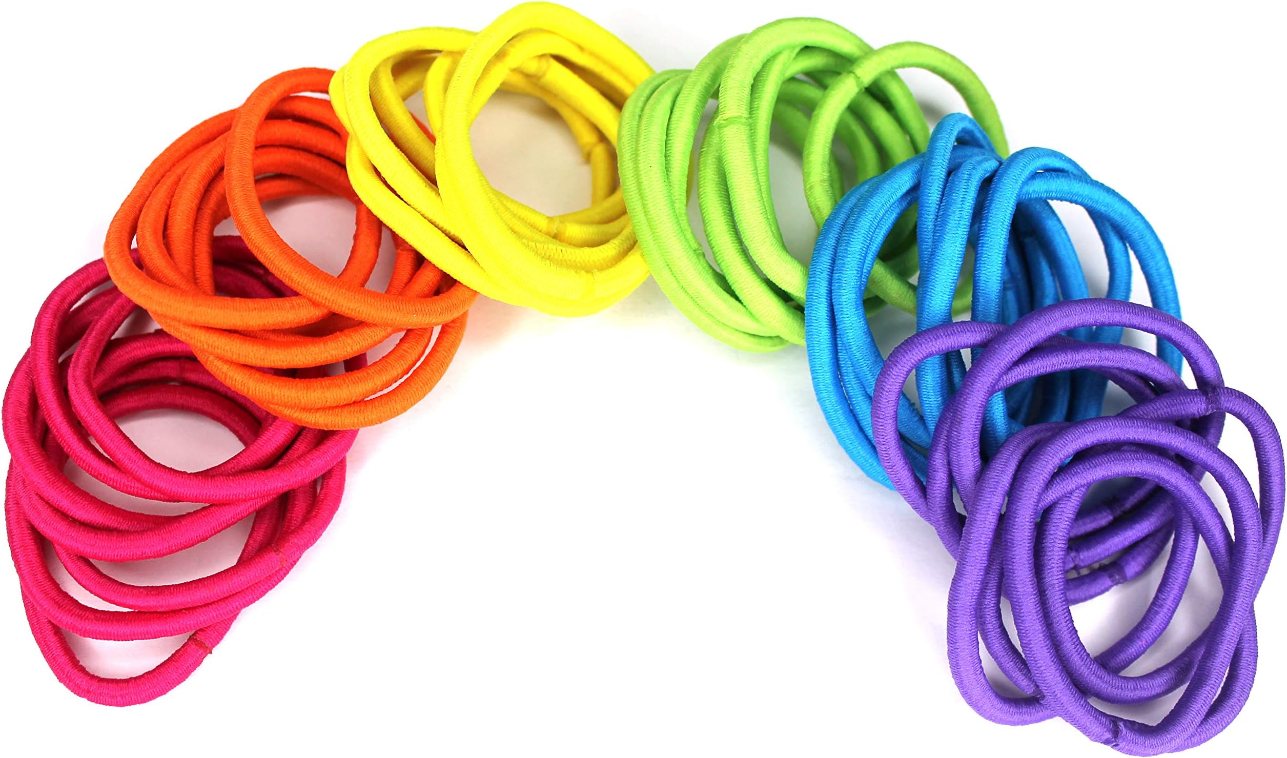 Hair Ties Elastic Bands for Women - 42 Pack Rubber Ponytail Holder fun Colors for Girls Thick Elastics Ouchless Hairties