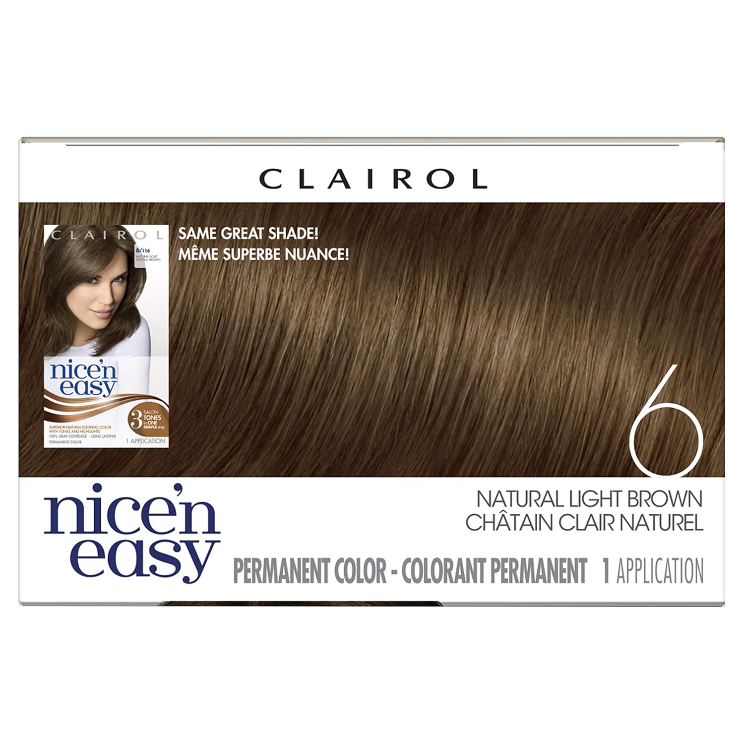 Clairol Nice'n Easy Original Permanent Hair Color, 6 Light Brown, 3 Count : Chemical Hair Dyes : Beauty