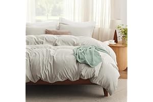 Bedsure Duvet Cover King Size with Fitted Sheet - Soft Prewashed King Duvet Cover Set, 4 Pieces, Includes 1 Duvet Cover 104x90 Inches with Zipper Closure, 2 Pillow Shams, 1 Fitted Sheet, Linen