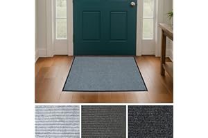 iCustomRug 3' X 4' Charcoal - Heavy Duty Weatherproof Ribbed Indoor Outdoor Entryway Carpet Door Mat, Waterproof Non‑Slip Vin