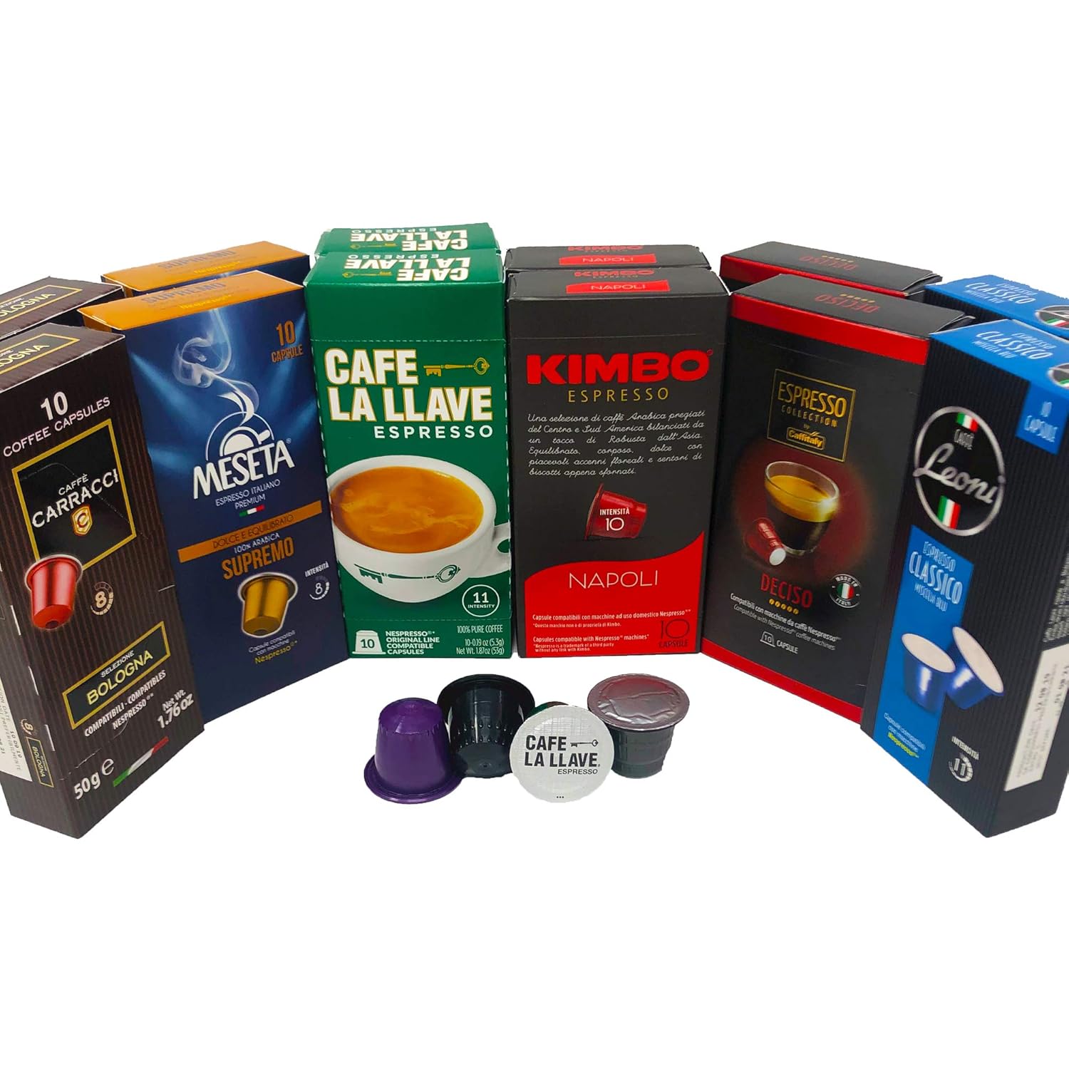 Nespresso Compatible Capsule Multi-Brand Variety Pack - Best Bundle Collection of Dark Espresso Pods from Around the World - 120 Pack