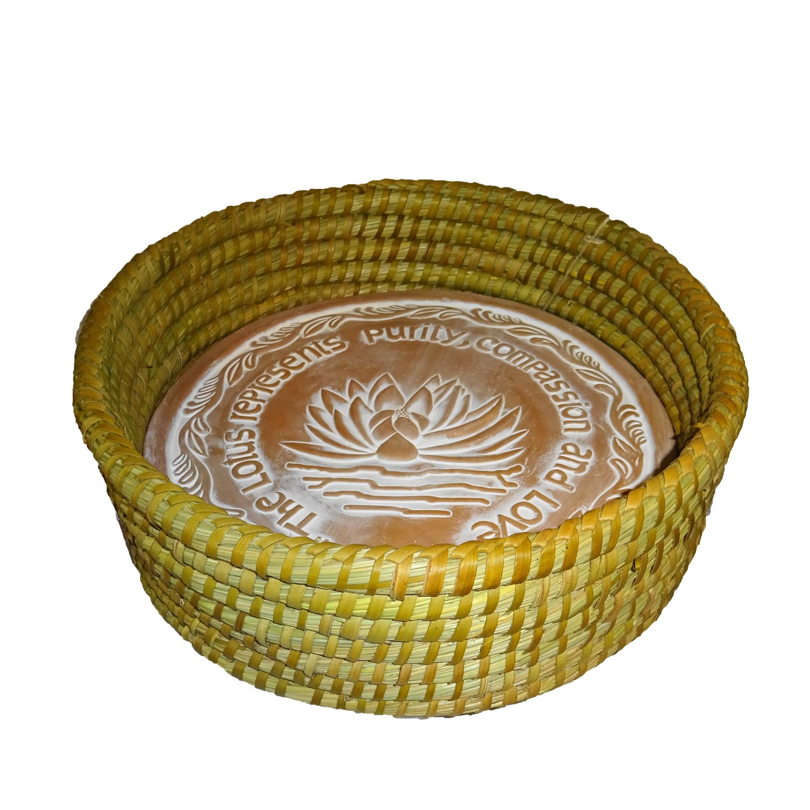 The Crabby Nook Warming Bread Basket with Lotus Warmer Tile Stone Hand