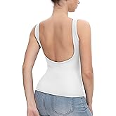 DAGGLOSA Women's Sexy Open Back Racerback Tank Top with Built-in Bra, Ribbed Slim Fit Breathable Soft Summer Camisole