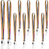 Containlol 10 Pieces Gay Pride Lanyard Neck Rainbow Keychain Holder 18.5 Inch Pride Key Strap for Men LGBTQ Parades and Events, Office Supplies