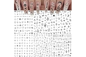 Bilizar 6 Sheets Self-Adhesive Snake Heart Moon Star Nail Art Sticker Decals, Abstract Lady Face Nail Stickers for Women DIY Manicure Decorations, Geometric Triangle Arrow Nail Decals Accessories Tip