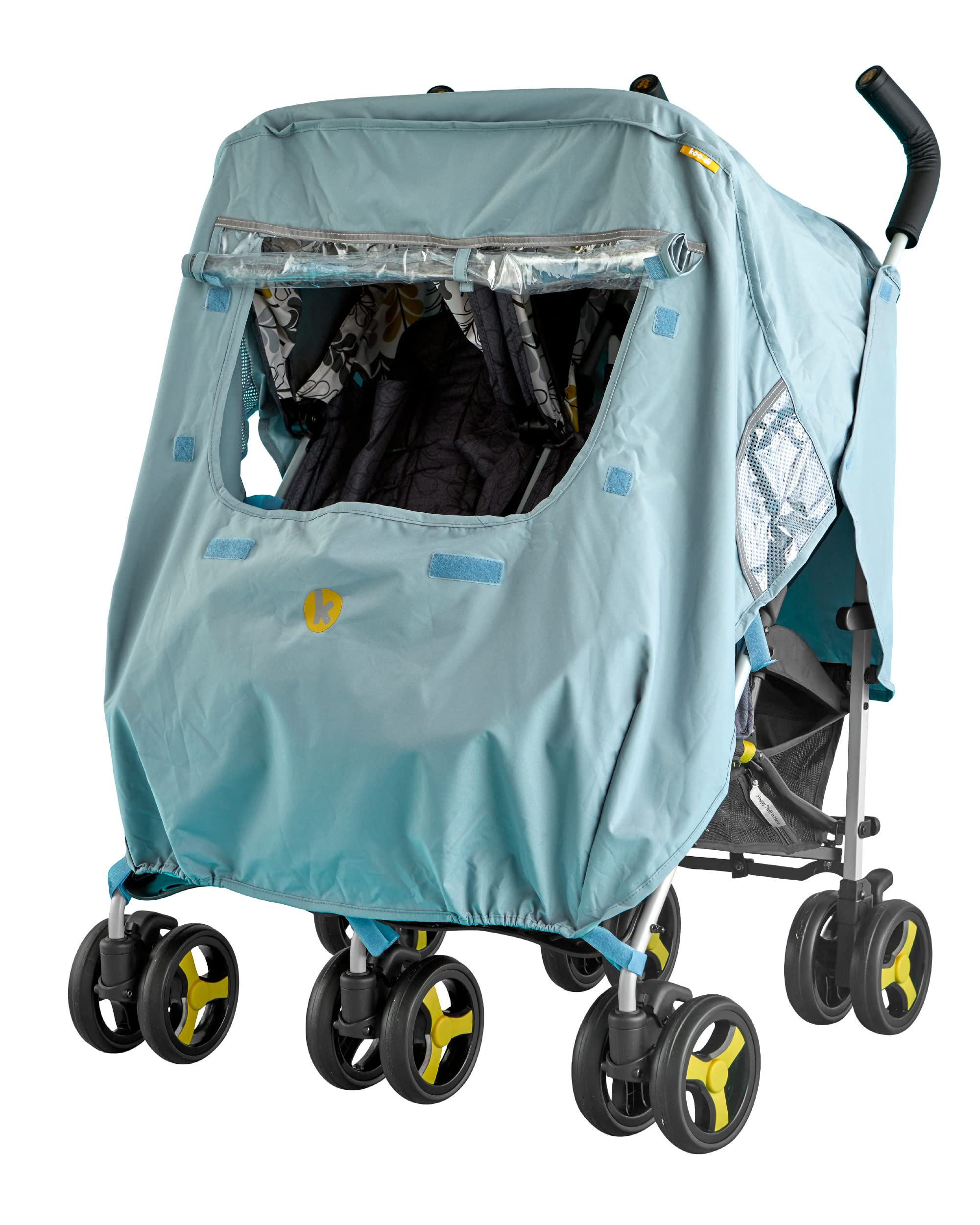 Koo-di Splish Splosh Universal Rain Cover for Double Pushchair | Showerproof Stroller Rain Cover | Breathable Vents & Airflow Window | Fits Any Standard Double Stroller, Pushchair & Buggy