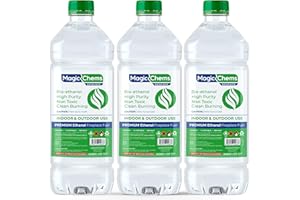 MAGIC CHEMS Bioethanol Fuel Tabletop Firepit Fuel (3 x 1 Lt) for Tabletop Fireplaces, Stoves and Burners, Bioethanol Fuel for Fireplaces and Fire Pits (3 Pack 3.18 Quart)