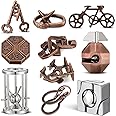 Syhood 10 Pieces Metal Brain Teaser Puzzles for Adults 3D Steel Puzzle Difficult Magic Mind Challenge Unlock Interlocking Games Iq Smart Logic Test Toys Basket Filler Stuffers(Classic)
