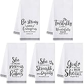 R HORSE Religious Christian Kitchen Dish Towel - 5Pcs Bible Verse Cleaning Dishcloth Inspiration Scripture Absorbent Bar Quick Dry Hand Towel Tea Towels Xmas Gift for Women Men Housewarming Decor