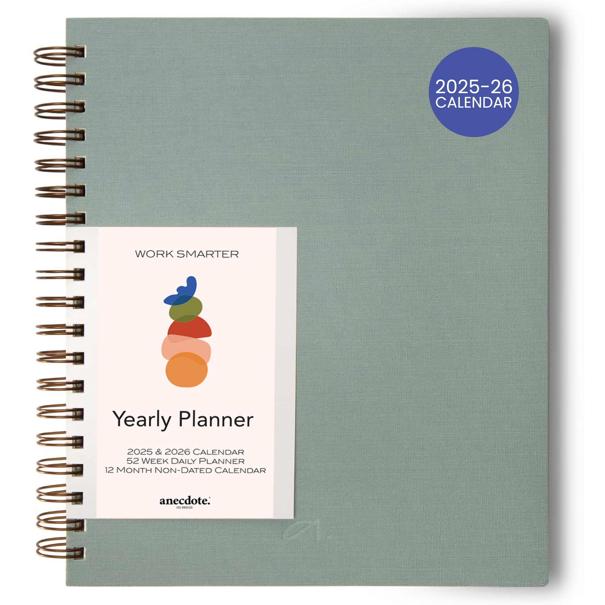 Photo 1 of Anecdote Planner 2026 (8.5" x 10") Daily Planner Weekly Monthly Planner - 52 Weeks w/Library Buckram Cover, Brass Spiral - A4 Size Bleed-Resistant Paper – Dutch Blue