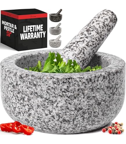 Thai & Laos Kruk - Mortero De Arcilla De Barro Con Mortero De Madera De Palma, 6.75 Pulgadas