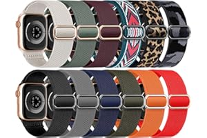 AMSKY 12 Pack Stretchy Nylon Bands Compatible with Apple Watch Band 40mm 45mm 44mm 41mm 38mm 49mm 42mm for Women Men,Elastic Solo Loop Braided Straps for iWatch Band Series 9 SE 8 7 6 5 4 3 2 1 Ultra 2/1