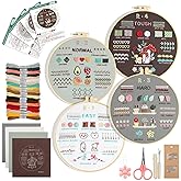 EEEKit Embroidery Kit for Beginners, 38 Stitch Techniques DIY Cross Stitch Kit, Hand Embroidery Starter Needlepoint Kits with