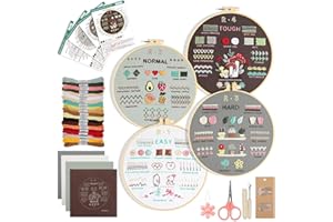 EEEKit Embroidery Kit for Beginners, 38 Stitch Techniques DIY Cross Stitch Kit, Hand Embroidery Starter Needlepoint Kits with