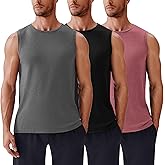 PINSPARK Men's 3 Pack Workout Tank Tops Gym Sleeveless Shirts Quick Dry Training Muscle Shirts for Men