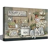 Rustic Kitchen Canvas Wall Art Vintage Farmhouse Wall Decor Picture Still Life Kitchen Poster Dining Room Print Farm Positive Inspirational Painting Artwork for Living Room Home Decoration,12x16in