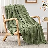 Love's cabin 6 Layer 100% Cotton Muslin Blanket, 60"x80" Twin Muslin Blanket for Couch Bed, Lightweight and Breathable Cotton Gauze for Adult, Sage Green
