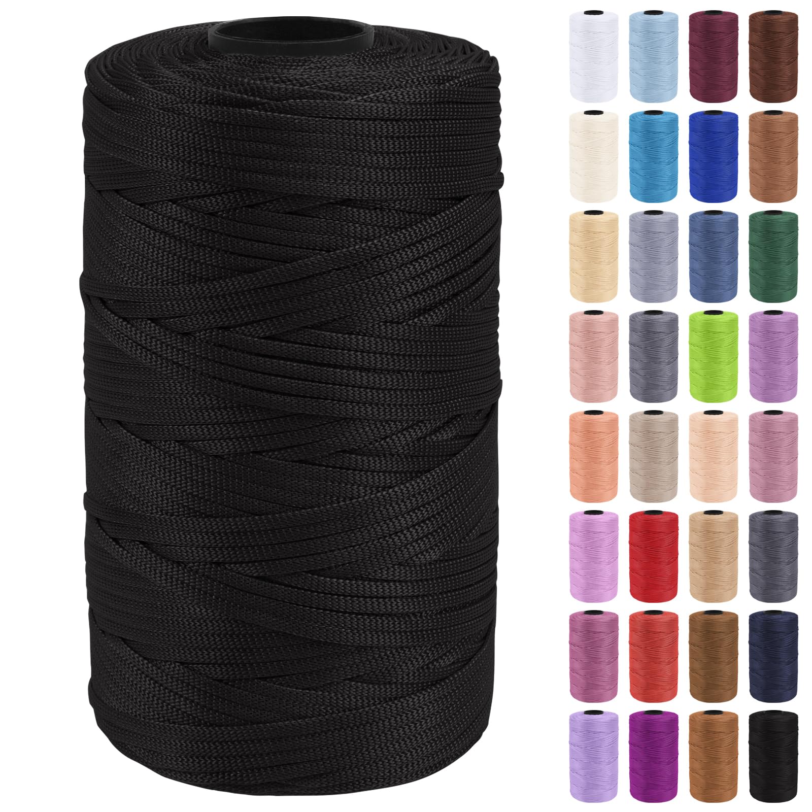 Uiopa Macrame Cord 3mm x 200m Polypropylene Flat Macrame String Crochet Yarn for Handbags, Shopping Bags, Sun Hats, Shoes, Carpets, DIY Crafts, Decorative Projects