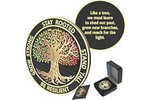 RED DOT LASER ENGRAVING Tree of Life Sobriety Coin - AA Chips and Medallions - Celebrate Recovery with Affirmation and Motivation - Gift Box & Notecard Included