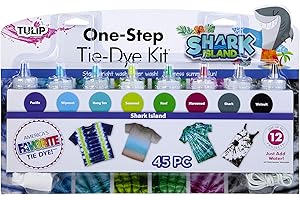 Tulip One-Step Tie-Dye Kit Shark Island Set, Easy for Beginner Skill Levels, 8 Easy Squeeze, Pre-Filled Bottles, Beachy Blue Colors