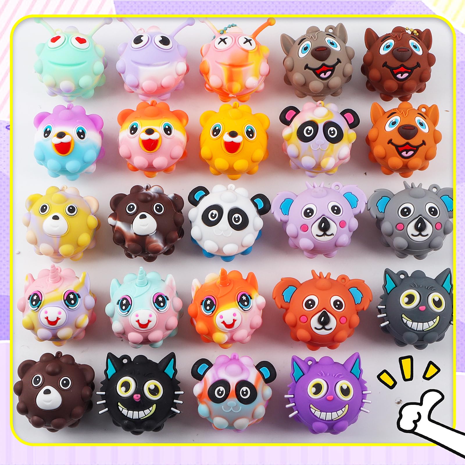 Party Favors for Kids,3D Animal Pop Balls Fidget Toys,Birthday Gifts,Goodie Bag Stuffers,Pinata Stuffers,Carnival Prizes,Treasure Box Toys,Prizes for Kids Classroom
