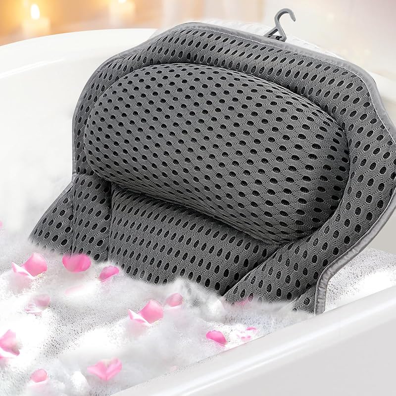 Roontin Bath Pillow 4D Mesh Waterproof Spa Cushion Head Neck Support All