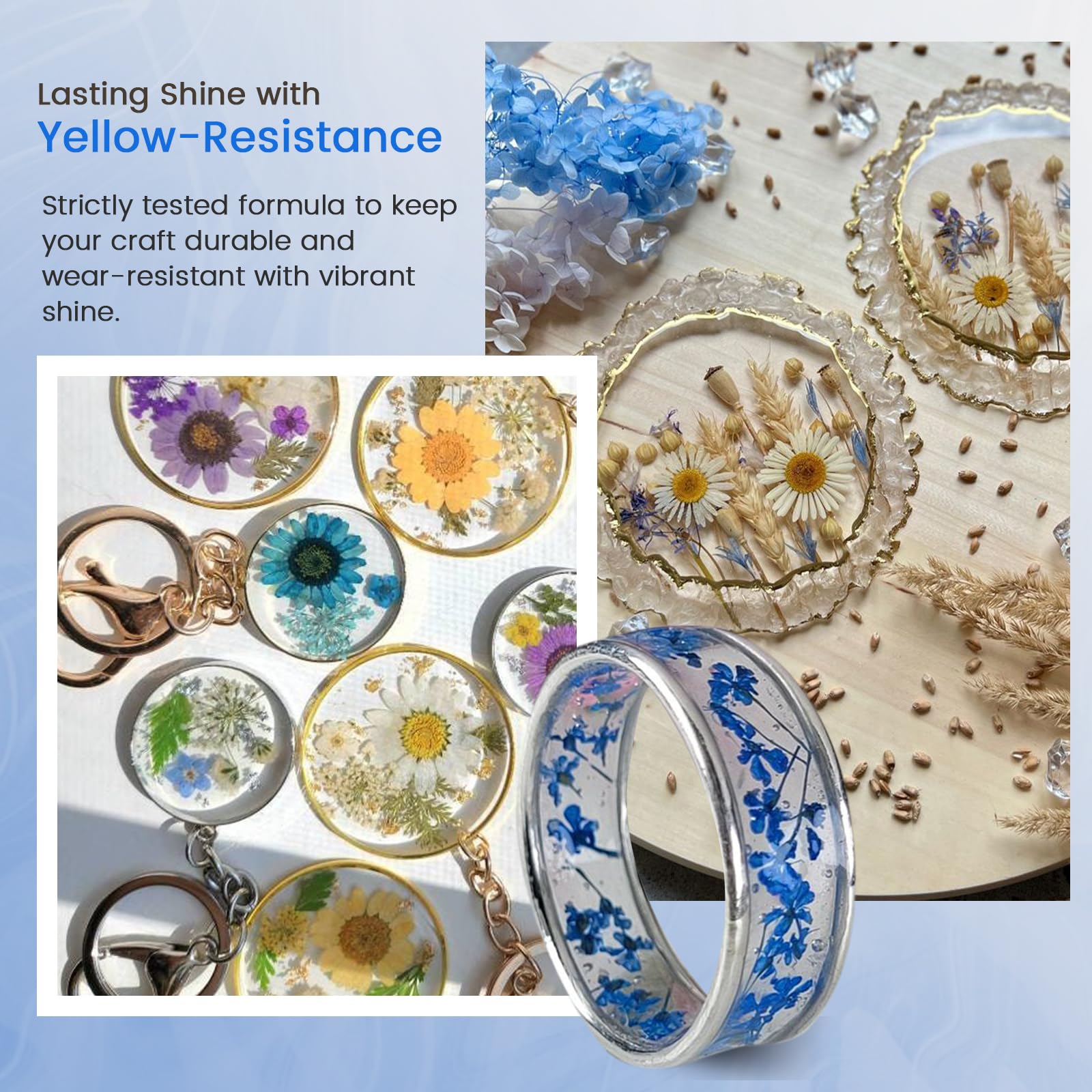 Bsrezn 3000g UV Resin Hard, Crystal Clear Premixed Resina UV for Jewelry Making (1000g x 3)