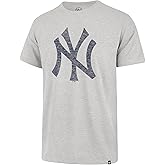 47 MLB Men's Gray Distressed Imprint Primary Logo Wordmark Short Sleeve Baseball T-Shirt