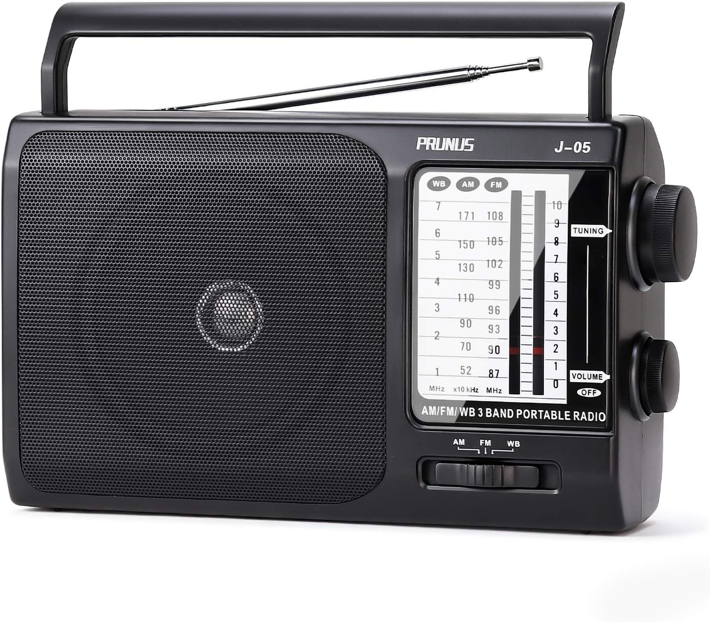 PRUNUS J-05 Portable AM FM Radio with Best Reception, Transistor Weather Radio 3D Cell Battery Operated & AC Powered: Home Audio & Theater