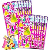 Disney Princess Stickers Party Favors for Boys & Girls 12 Pack Bundle | Princess Sticker Sheets for Kids Birthday Party Goodie Bags - Disney Princess Party Supplies