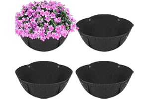 HKZ Hanging Planter Basket Liners - 4 Pack 12 Inch Round Fabric Liners for Hanging Baskets, Replacement Coco Fiber Liner, Durable Non-Woven Liners for Hanging Baskets Planters Flowers, Plants (Black)