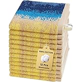 SEMAXE 100% Cotton Washcloths 12-Pack, 13 × 13 Inch Soft Luxury Face Towels – Super Absorbent & Quick-Dry, Premium Cloth with Hanging Loop, Oeko-TEX Certified, Gift-Ready Box