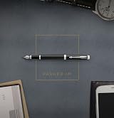 Parker IM Fountain Pen Brushed Metal Fine Nib with Blue Ink Refill Gift Box view 6