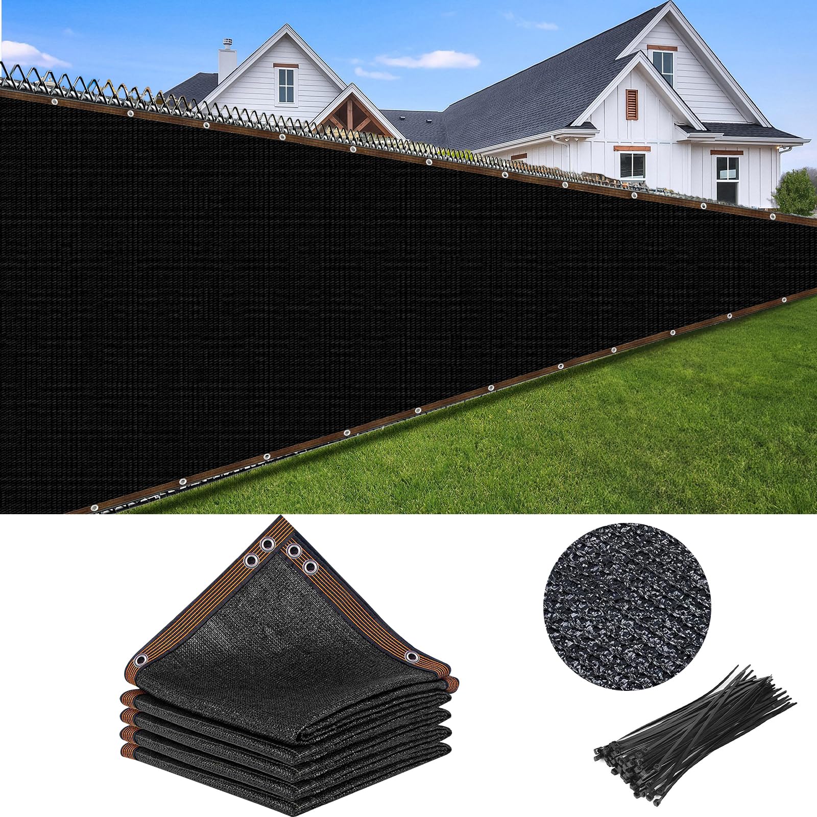 Black Fence Privacy Screen Balcony Outdoor Wall Patio Screen Heavy Duty Cover Mesh Shade Backyard Garden Protection Porch for Outdoor Balcony Backyard Deck Porch Patio (1 x 5 m)