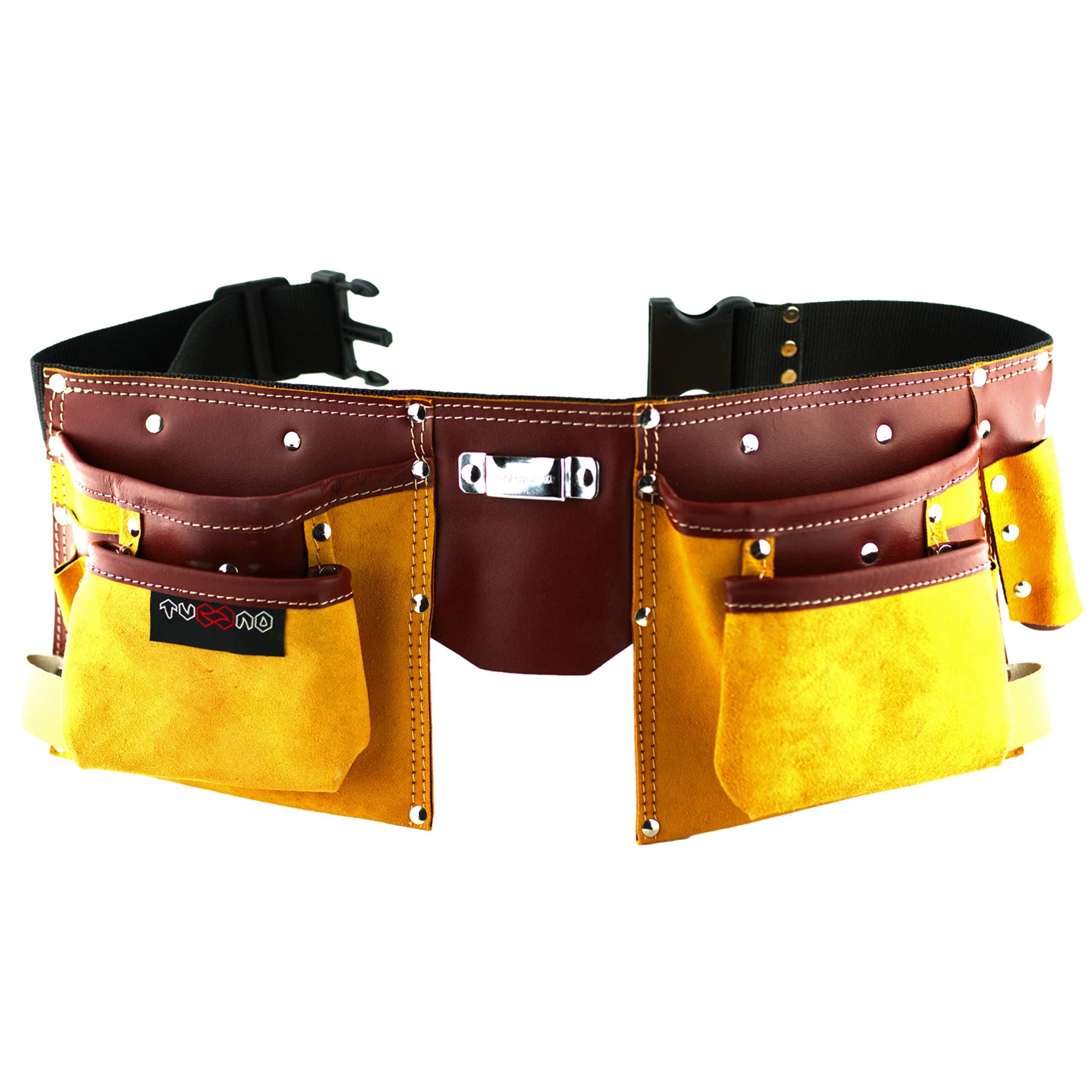 11 Pockets Carpenter Leather Tool Belt | Quick release work belt | Tool Holder work organizer for Builder, DIY er
