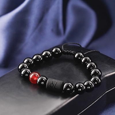 Buy Burei Zodiac Adjustable Beads Bracelet For Men Women 8mm 10mm Natural Black Onyx Stone Bracelet Gifts Online In Netherlands B08k8gfn6m