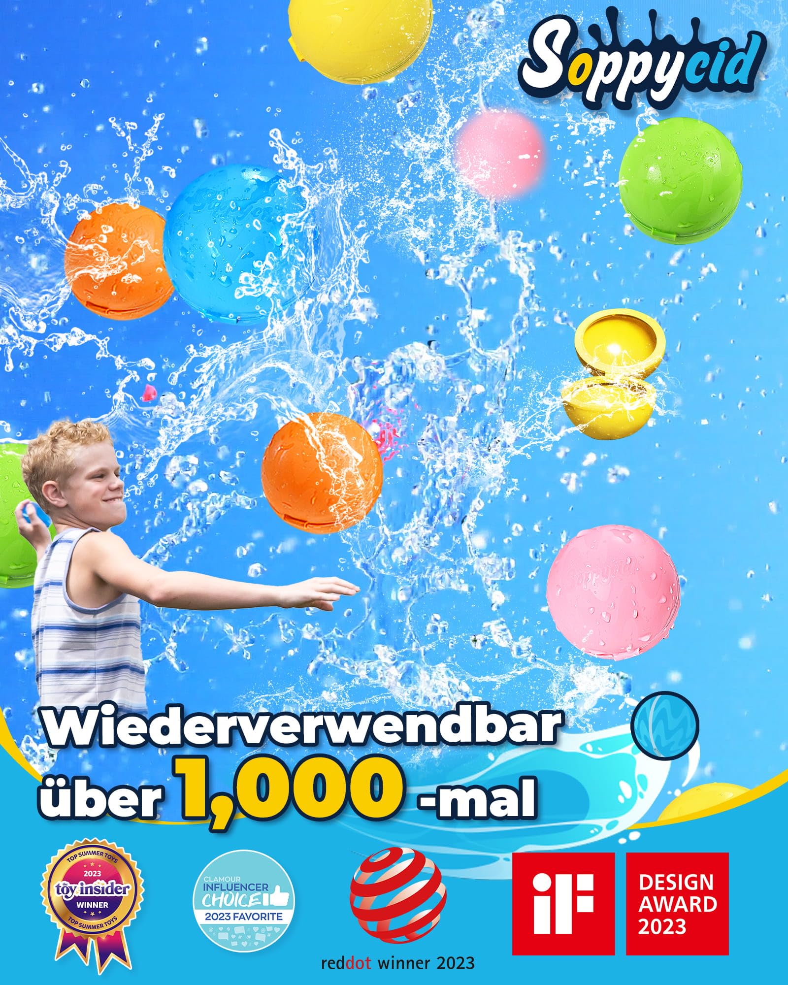 Wasserbomben Wiederverwendbar Selbstschließend: 15 Stück Wiederverwendbare Wasserballons Magnetisch - Outdoor Sommer Spielzeug ab 3-12 Jahre Mädchen Junge, Ostern Geschenke für Kinder ab 3 Jahre 2