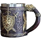Veflauresi Medieval Lion Mug Stainless Steel Drinking Cup Beer Mug Bar Decoration Gift for boy