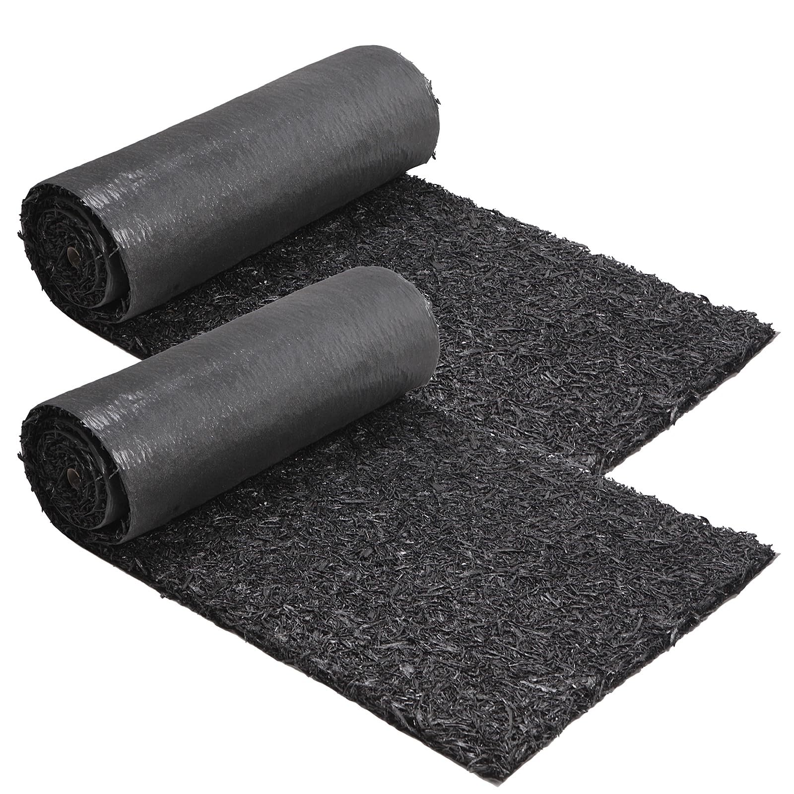 Photo 1 of Sekcen 2 Pack Rubber Mulch Roll Mat for Landscaping Recycled Rubber Walkway Black Permanent Mulch Pathway Playground 8' x 2'