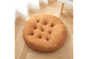 Getmo Resin Large Floor Pillows,Round Meditation Pillow,Microsuede Sitting Pillows Floor Cushion for Yoga Living Room Balcony Office Outdoor,Seat Cushion Tatami for Chair Sofa,22x22 Inch,Coffee
