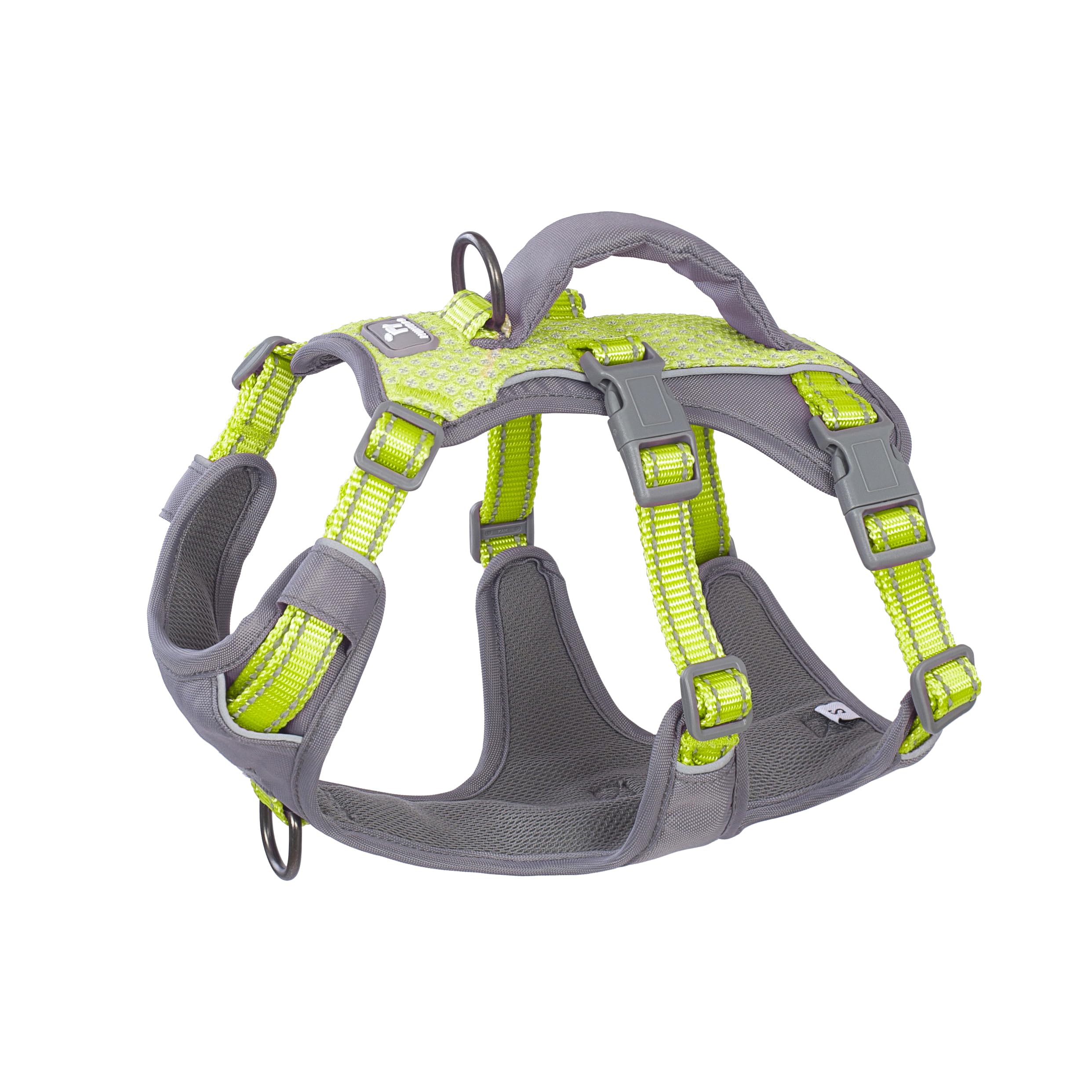 Huntboo Escape Proof Dog Harness Medium, Anti-Pull Dog Harness with Handle, Breathable, Adjustable, Reflective Dog Harnesses, Lightweight Dog Harness for Small and Large Dogs Outdoor (Bright Green,S)