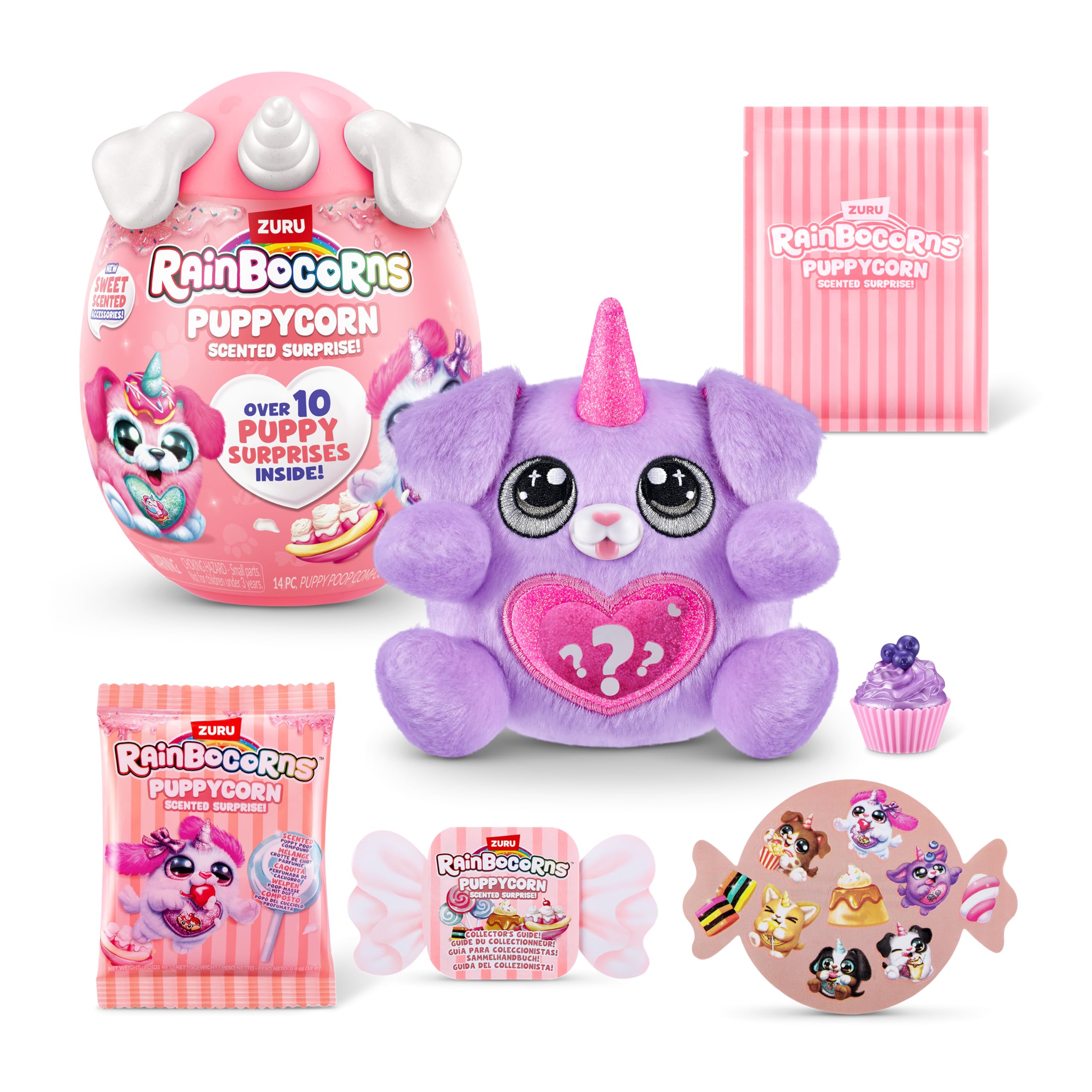 Rainbocorns ZURU Puppycorn Scent Surprise, Hound Dog, by ZURU Surprise Unboxing Soft Toy, Scented Puppy Plush for Girls (Hound Dog)