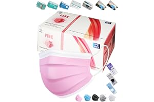 EBAT A Box of 50 PCS Light Pink Masks for Women - 3-Ply Disposable Single Use Face Masks (2-Layer Soft Non-Woven & 1-Layer Melt-Blown),High Filtration Ventilation (Other Color-Style-Quantity Available)