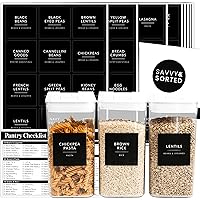 SAVVY & SORTED Black Pantry Labels for Food Containers - 180 Food Labels for Organizing Food Storage Labels for Jars Kitchen 