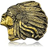 BBOTEN Native American Indian Chief Belt Buckle, Western Cowboy Belt Buckle Mens